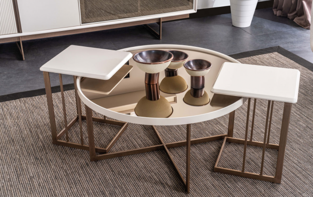 Wit-beige woonkamer bankstel Robuuste 3-zitsbank salontafel 6-delig