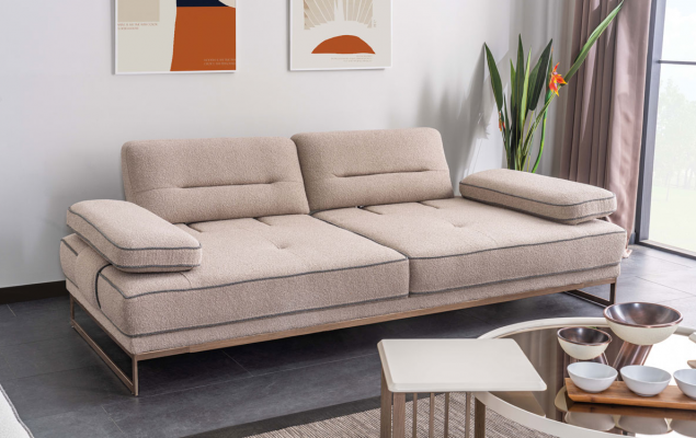 Wit-beige woonkamer bankstel Robuuste 3-zitsbank salontafel 6-delig