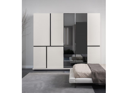 Slaapkamer Wit-Zwarte Kledingkast Luxe Houten Kasten Nieuw