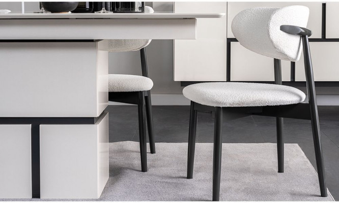 Eetkamerstoelen Wit-Zwarte Stoelenset Designer Armstoelen