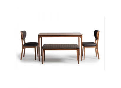 Houten set eetkamer eettafel stoelen 7-delig bruin eethoek