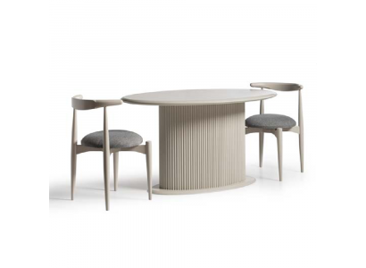 Eetkamerset Compleet eetkamer eettafel stoelen 5-delig Beige Luxe Modern