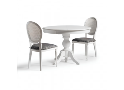 Luxe eetgroep eetkamer Ronde eettafel Stoelen 3-delig Wit Stof Hout