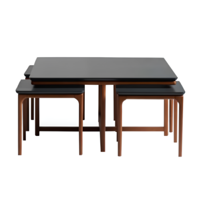 Groep salontafels bijzettafels koffietafels bankstellen hout zwart