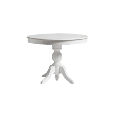 Uitbreidbare eettafel van wit houten eettafel.