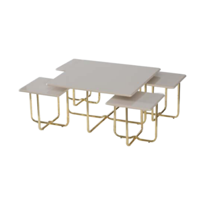Compleet set bijzettafels Salontafels 5-delig Beige