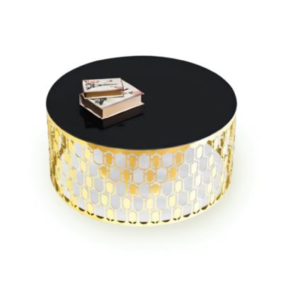 Salontafel Bijzettafel Koffietafel in goud Moderne glazen tafel