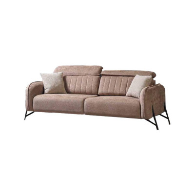 Beige woonkamer bankstel ontwerper 2x stoffen fauteuil 3-zits 3-delig.