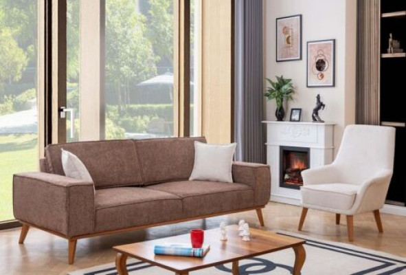 Woonkamer Beige Driepersoons Luxe Witte Fauteuil 2-delig Set