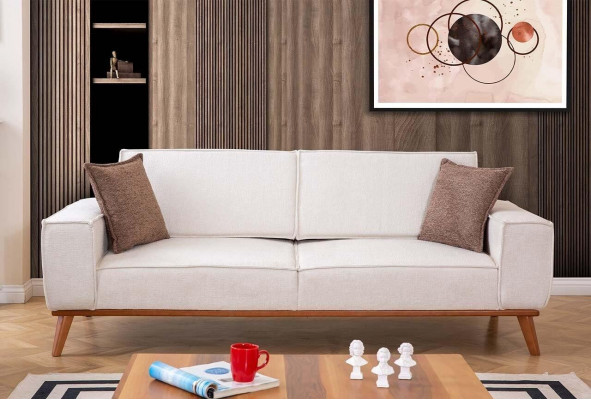 Witte woonkamerset Stijlvolle 3-zits designer fauteuil 2-delige set