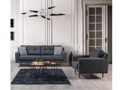 Woonkamer Grijze bankstel Luxe gestoffeerde zitmeubelen Stoffen banken Fauteuil