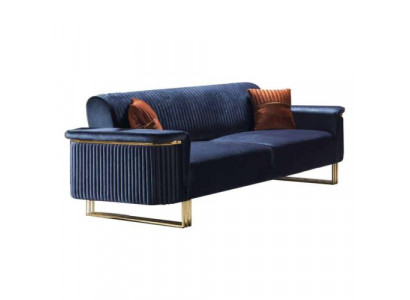 Blauwe woonkamer 3-zits luxe stoffen bank Elegante meubels