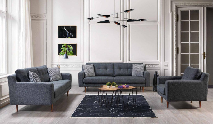 Grijze woonkamerfauteuil ontwerper fauteuil luxe 1-zits 2-dlg.