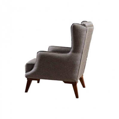 Geruite fauteuil gestoffeerd enkelzit grijze woonkamer textiel leunstoel