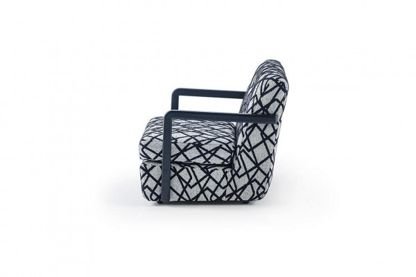 Zwart-grijze woonkamer fauteuil ontworpen door een designer, Luxe loungestoel voor één persoon.