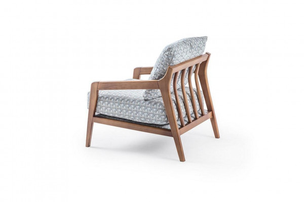 Woonkamer Wit houten frame Fauteuil Roubster stof Stijlvolle eenzitter  Woonkamer Wit houten frame Fauteuil Roubster stof Stijlvolle eenzitter