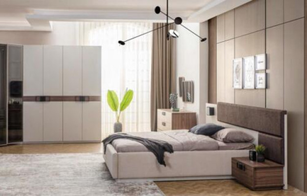 Luxe slaapkamer set tweepersoonsbed 2x nachtkastjes hoekkast