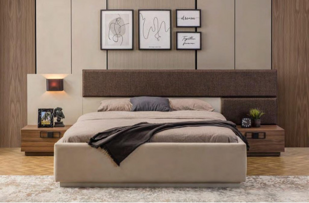 Luxe slaapkamer set tweepersoonsbed 2x nachtkastjes hoekkast