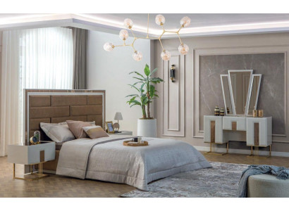 Ontwerper slaapkamer meubels tweepersoonsbed 2x nachtkastjes luxe kaptafel