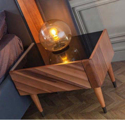 Grijze slaapkamer set Modern tweepersoonsbed 2x nachtkastjes 3-delig set