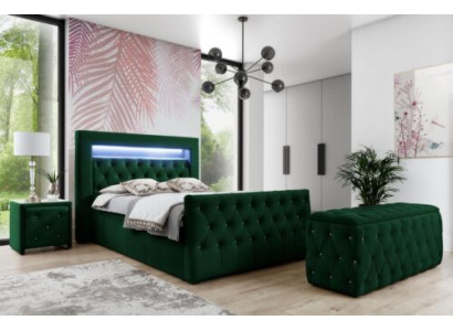 Groene slaapkamerset Compleet set Tweepersoonsbed Krukjes Consoles