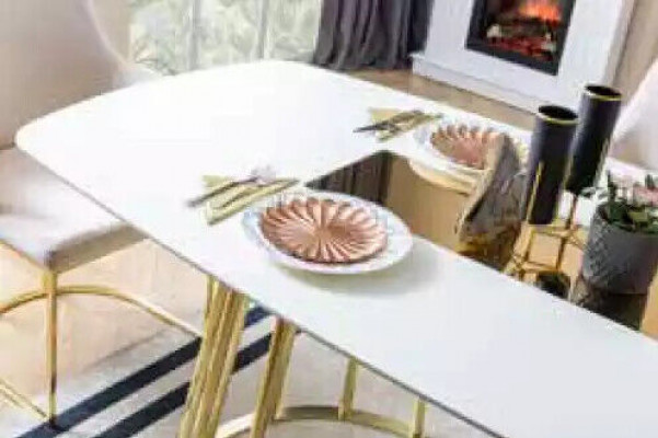 Eetkamer Set Tafel 6x Stoelen Dressoir Spiegel 9-delige Groep Set
