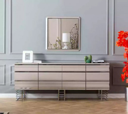 Tafel 6x Stoelen Dressoir Spiegel 9-delige eetkamer set groep garnituur