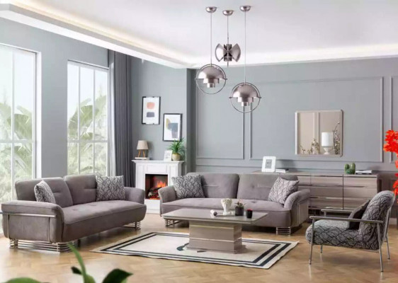Bank 3-zits Stof Woonkamer Ontwerp Modern Nieuw Luxe wit grijs