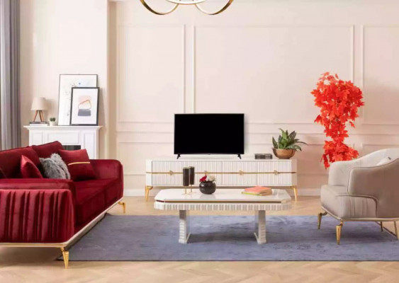 Salontafel dressoir 2-delig woonkamermeubels tafel lowboard nieuw wit