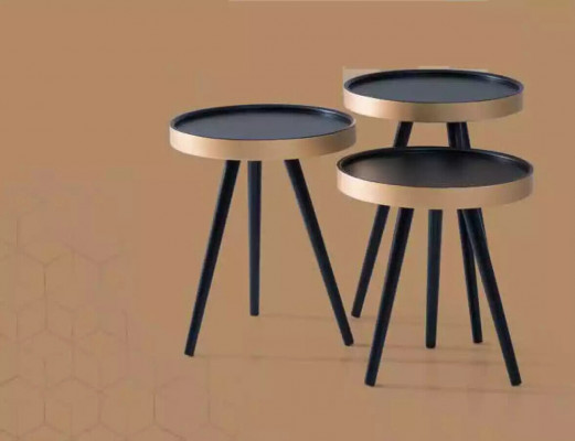 Bijzettafel stijlvol salontafel ronde houten nieuw zwart