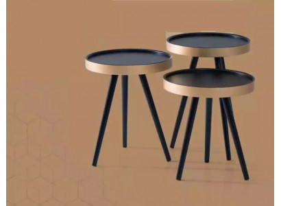 Bijzettafel stijlvol salontafel ronde houten nieuw zwart