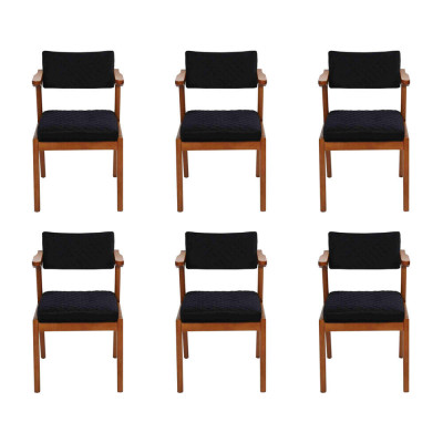 Luxe eetkamerstoel Modern Houten Meubels 6x Stoelen Zwart Design Inrichting