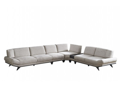 Grijze woonkamer bank L-vormige zithoek hoekbank gestoffeerde bank nieuw