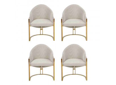Moderne 4x stoelen gestoffeerde eetkamerstoel van metaal, wit, stijlvol.
