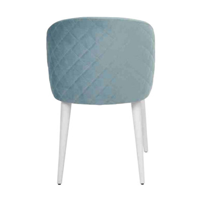 Luxe eetkamer hout 6x stoelen blauw armloos nieuw ontwerp gestoffeerde stoel
