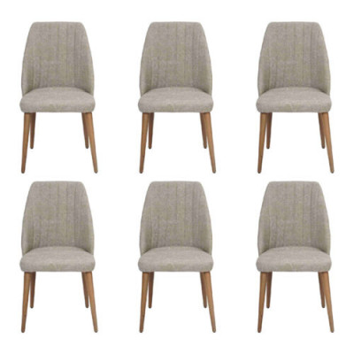 Moderne 6x stoelen gestoffeerde luxe fauteuil Grijs stoel eetkamerstoel