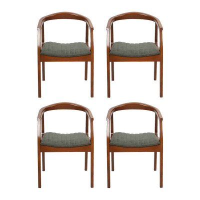 Moderne stoel bruin ontwerp woonkamer eetkamer hout 4x stoelen gestoffeerd nieuw