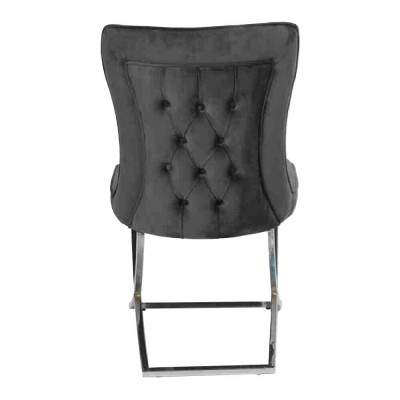 Chesterfield Zwart 4x stoelen Zonder armleuningen Metalen frame Eetkamerstoelen