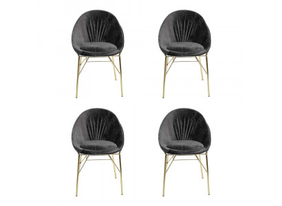 Luxe Design Zwart 4x Stoelen Zonder Armleuning Eetkamer Moderne Meubels
