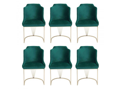 Luxe designer groene eetkamerstoel 6x stoelen enkele zits moderne eetkamer.