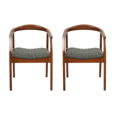 Stoel Bruin Design Woonkamer Eetkamer Hout 2x Stoelen Bekleed met Armleuning