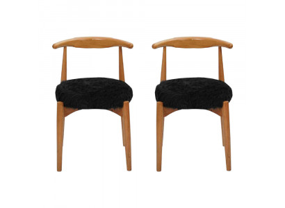 Luxe eetkamer hout 2x stoelen bruin zonder armleuning design gestoffeerde stoel
