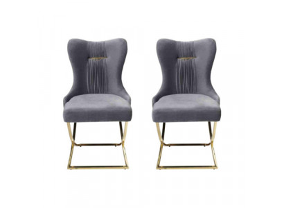 Eetkamer 2x stoelen Luxe fauteuil Stoel Grijs Leunstoel Woonkamer meubels Nieuw