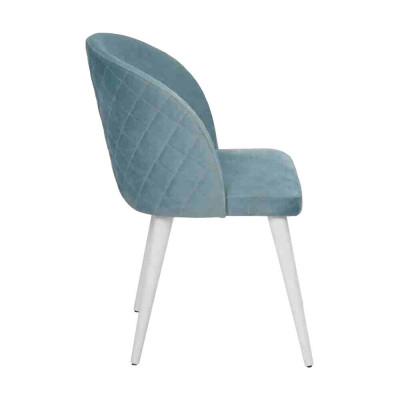 Moderne eetkamer hout 2x stoelen blauw zonder armleuning Nieuw design gestoffeerde stoel