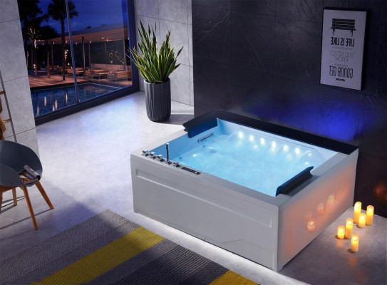Whirlpool bad voor 2 personen met ledverlichting en hydrotherapie