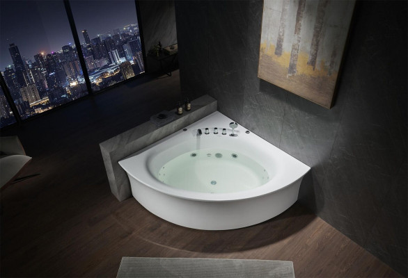 Eckbad met watermassagebad hoekbad whirlpool. Ergonomisch design met waterval LED-verlichting.