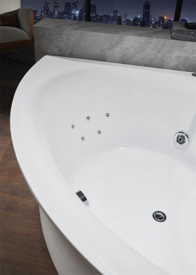 Eckbad met watermassagebad hoekbad whirlpool. Ergonomisch design met waterval LED-verlichting.