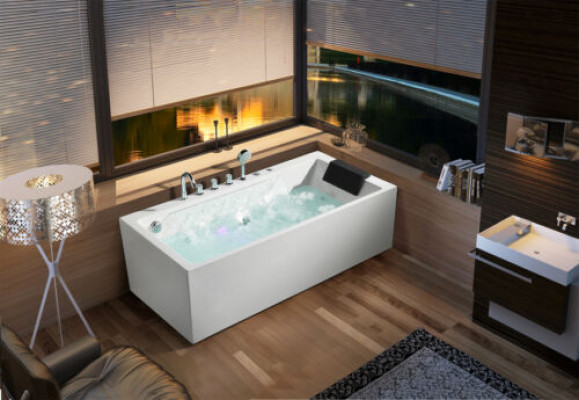 Whirlpool Badkuip  Spa Baden LED-verlichting Massagejets Bubbels