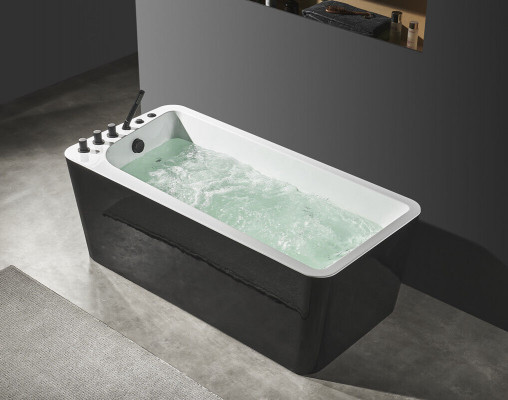 Luxe badkuip Zwart Witte bad 170x80 met complete armaturen