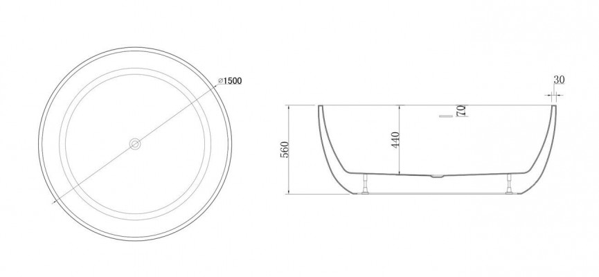 Ronde badkuip Luxe badkuipen Badkuip Rond bad 150 cm Vrijstaand